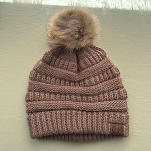 NWOT brown C.C pompom beanie